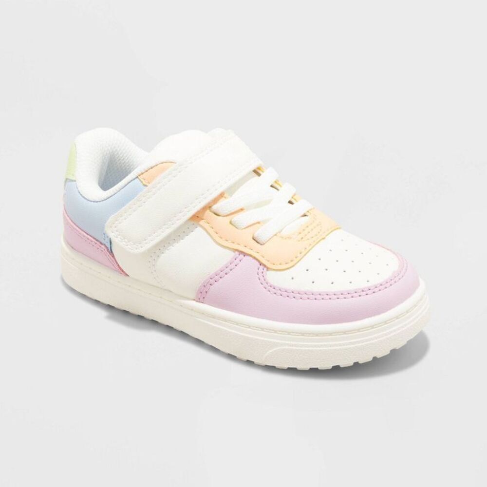 Toddler Jaid Court Sneakers - 6T: Faux Leather Hook And Loop Non-Marking Sole